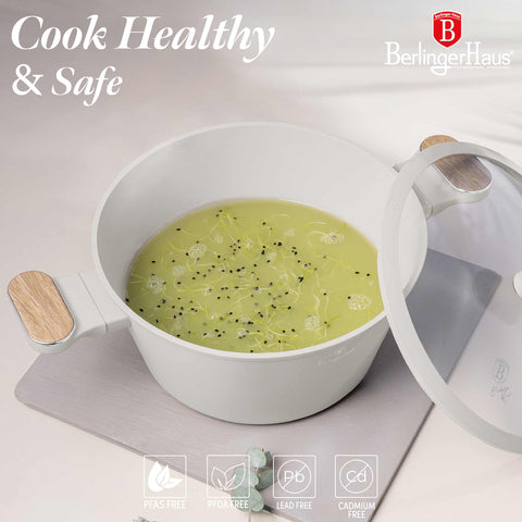  BH/8320, Cacerola con tapa 24cm, Crema Mate, Madera, Cacerola 24 cm, Nuevo diseño de mango, Cacerola, Olla, Cacerola con tapa, Batería de cocina, Cocina, Ollas y cazuelas