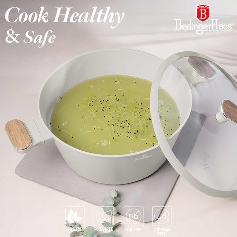  BH/8321, Cacerola con tapa 28cm, Crema Mate, Madera, Cacerola de 28 cm, Nuevo diseño de mango, Cacerola, Olla, Cacerola con tapa, Batería de cocina, Cocina, Ollas y cazuelas