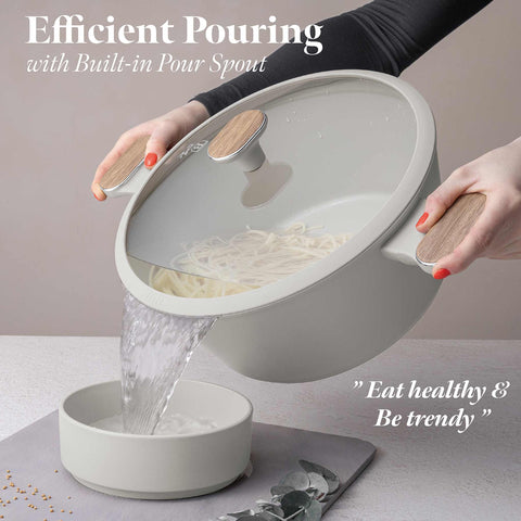  BH/8321, Cacerola con tapa 28cm, Crema Mate, Madera, Cacerola de 28 cm, Nuevo diseño de mango, Cacerola, Olla, Cacerola con tapa, Batería de cocina, Cocina, Ollas y cazuelas