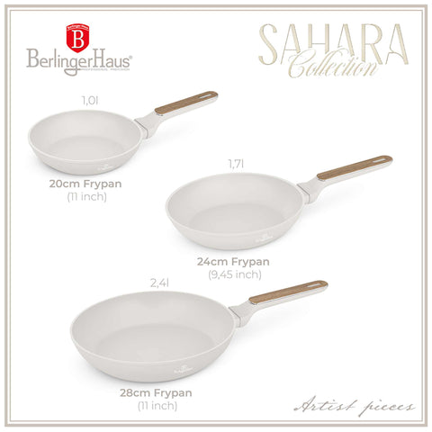  BH/8322, juego de 3 sartenes, crema mate, madera, juego de 3 sartenes a., nuevo diseño de mango, sartén, juego de sartenes, sartén, juego de sartenes, utensilios de cocina, cocina, sartenes, juego de sartenes