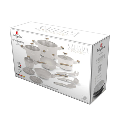  BH/8325, Juego de utensilios de cocina de 15 piezas, color crema mate, madera, diseño de mango novedoso, juego de ollas, sartenes, utensilios de cocina, cocina, ollas y cacerolas