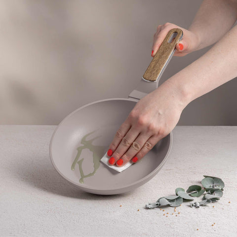  BH/8326, Sartén de 20 cm, color topo mate, madera, sartén de 20 cm, nuevo diseño de mango, sartén, utensilios de cocina, cocina