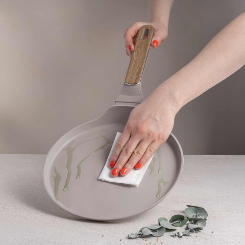  BH/8329, Sartén para panqueques de 25 cm, color topo mate, madera, sartén para panqueques de 25 cm, nuevo diseño de mango, sartén para panqueques, utensilios de cocina, cocina