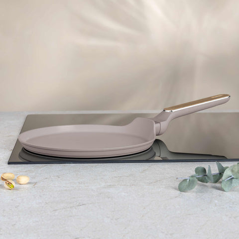  BH/8329, Sartén para panqueques de 25 cm, color topo mate, madera, sartén para panqueques de 25 cm, nuevo diseño de mango, sartén para panqueques, utensilios de cocina, cocina