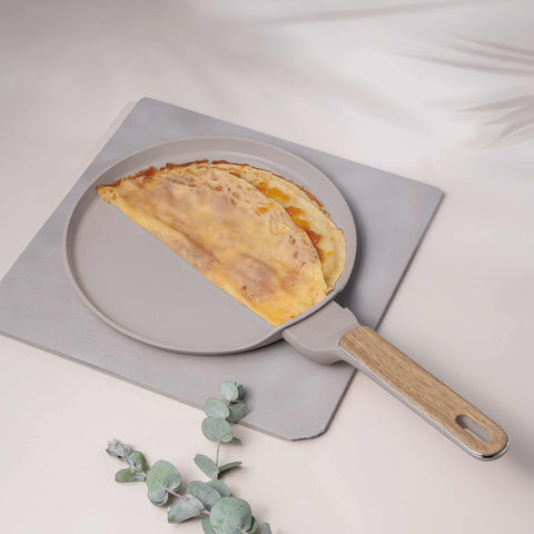  BH/8329, Sartén para panqueques de 25 cm, color topo mate, madera, sartén para panqueques de 25 cm, nuevo diseño de mango, sartén para panqueques, utensilios de cocina, cocina