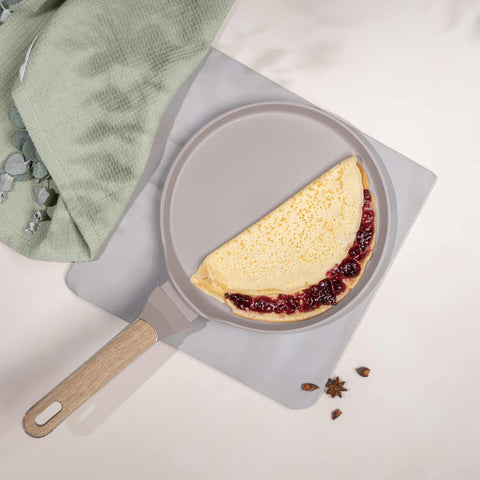  BH/8329, Sartén para panqueques de 25 cm, color topo mate, madera, sartén para panqueques de 25 cm, nuevo diseño de mango, sartén para panqueques, utensilios de cocina, cocina