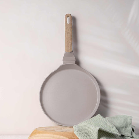  BH/8329, Sartén para panqueques de 25 cm, color topo mate, madera, sartén para panqueques de 25 cm, nuevo diseño de mango, sartén para panqueques, utensilios de cocina, cocina