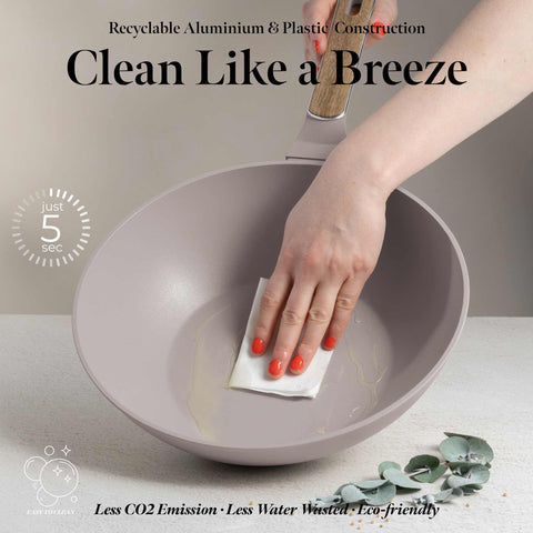  BH/8334, Wok 28cm, Taupe Mate, Madera, Wok de 28 cm, Nuevo diseño de mango, Wok, Batería de cocina, Cocina, Sartenes