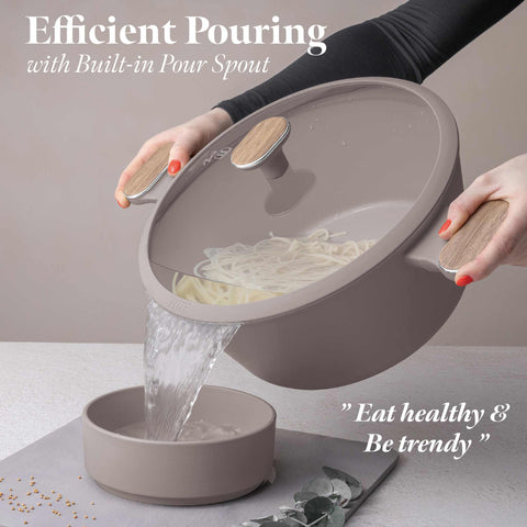  BH/8340, Cacerola con tapa 28cm, Topo mate, Madera, Cacerola de 28 cm, Nuevo diseño de mango, Cacerola, Olla, Cacerola con tapa, Batería de cocina, Cocina, Ollas y cazuelas