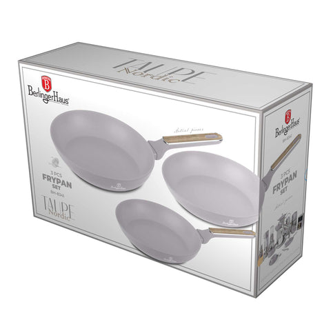  BH/8341, juego de 3 sartenes, color topo mate, madera, juego de 3 sartenes a., nuevo diseño de mango, sartén, juego de sartenes, sartén, juego de sartenes, utensilios de cocina, cocina, sartenes, juego de sartenes