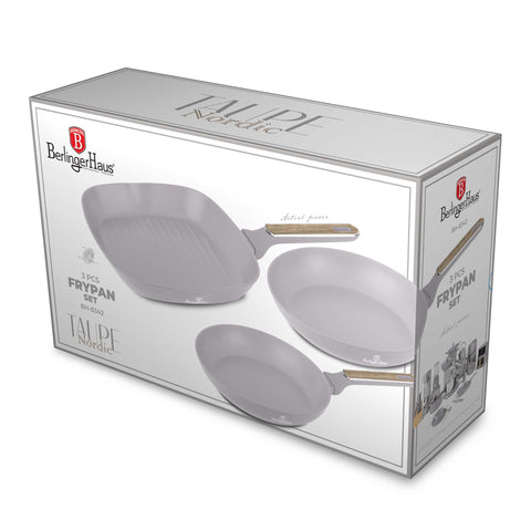  BH/8342, juego de 3 sartenes, color topo mate, madera, juego de 3 sartenes b., nuevo diseño de mango, sartén, juego de sartenes, sartén, juego de sartenes, sartén para parrilla, utensilios de cocina, cocina, sartenes, juego de sartenes