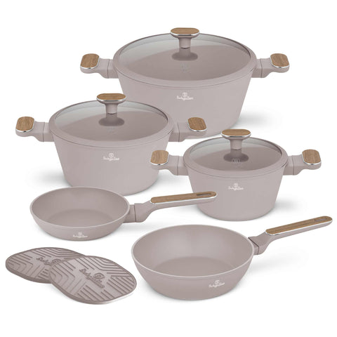  BH/8343, juego de utensilios de cocina de 10 piezas, color topo mate, madera, juego de utensilios de cocina de 10 piezas c., nuevo diseño de mango, juego de utensilios de cocina, ollas y sartenes, juego de ollas y sartenes, juego, cocina, utensilios de cocina, ollas y cazuelas