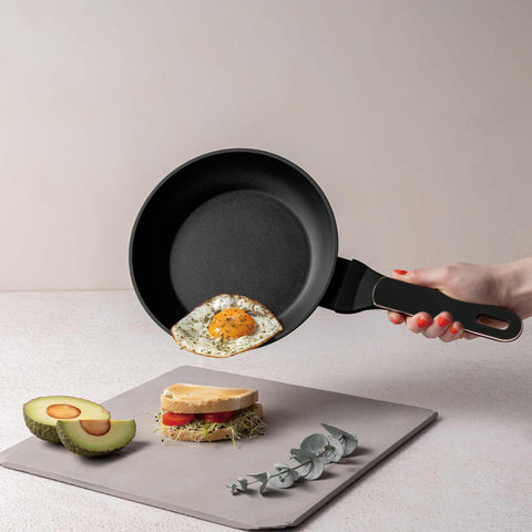  BH/8345, Sartén de 20 cm, Negro mate, Oro rosa, Sartén de 20 cm, Nuevo diseño de mango, Sartén, Utensilios de cocina, Cocina, Sartenes