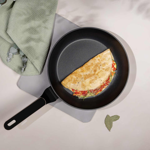 BH/8347, Sartén de 28 cm, Negro mate, Oro rosa, Sartén de 28 cm, Nuevo diseño de mango, Sartén, Utensilios de cocina, Cocina, Sartenes