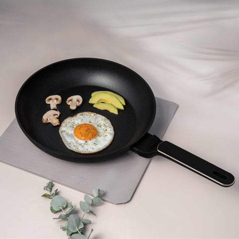 BH/8347, Sartén de 28 cm, Negro mate, Oro rosa, Sartén de 28 cm, Nuevo diseño de mango, Sartén, Utensilios de cocina, Cocina, Sartenes