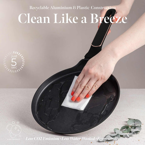  BH/8348, Sartén para panqueques de 25 cm, Negro mate, Oro rosa, Sartén para panqueques de 25 cm, Nuevo diseño de mango, Sartén para panqueques, Utensilios de cocina, Cocina