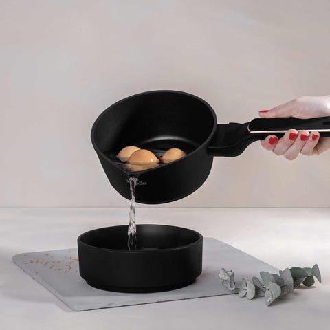 BH/8349, Sartén de 16 cm, Negro mate, Oro rosa, Sartén de 16 cm, Nuevo diseño de mango, Sartén, Batería de cocina, Cocina, Ollas y cazuelas, Cacerola