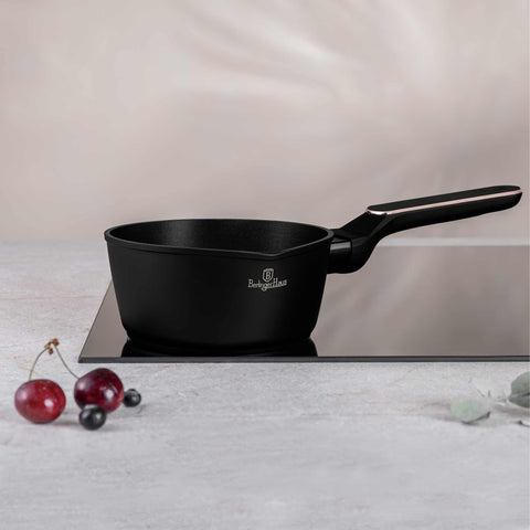 BH/8349, Sartén de 16 cm, Negro mate, Oro rosa, Sartén de 16 cm, Nuevo diseño de mango, Sartén, Batería de cocina, Cocina, Ollas y cazuelas, Cacerola