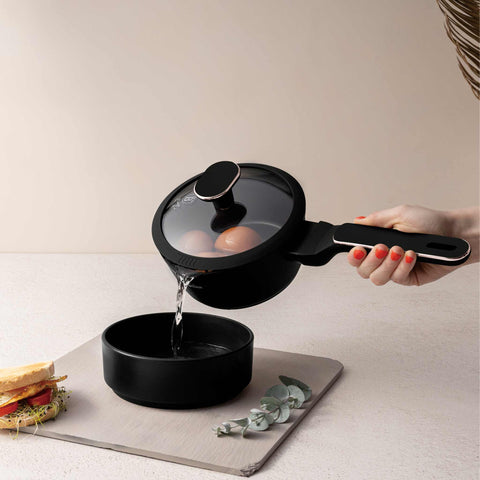  BH/8350, Cacerola con tapa 16cm, Negro mate, Oro rosa, Cacerola 16 cm b., Nuevo diseño de mango, Cacerola, Cacerola con tapa, Batería de cocina, Cocina, Ollas y cazuelas, Cacerola