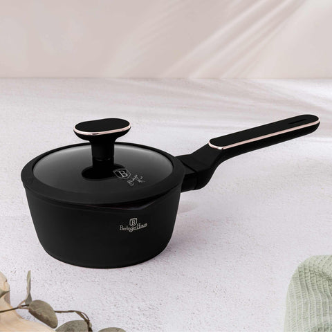  BH/8350, Cacerola con tapa 16cm, Negro mate, Oro rosa, Cacerola 16 cm b., Nuevo diseño de mango, Cacerola, Cacerola con tapa, Batería de cocina, Cocina, Ollas y cazuelas, Cacerola
