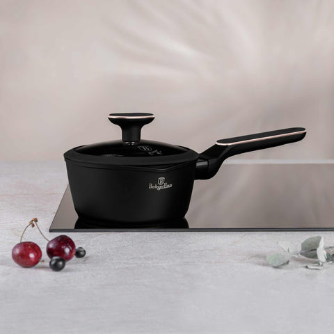 batería de cocina, BH/8350, Black Rose Collection, cacerola, cacerola con tapa, Cacerola con tapa 16 cm, cacerola de 16 cm, cocina, cookwareset, frypan, negro mate, Ollas y Cazuelas, oro rosa, Imagen tipo estilo de vida: detalles y funciones.