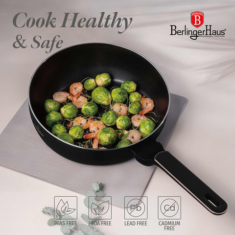  BH/8351, Sartén plegable de 26 cm, Negro mate, Oro rosa, Sartén plegable de 26 cm, Nuevo diseño de mango, Sartén, Sartén plegable, Sartén, Batería de cocina, Cocina, Sartenes, Sartén doble