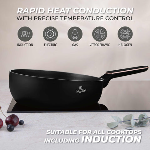  BH/8351, Sartén plegable de 26 cm, Negro mate, Oro rosa, Sartén plegable de 26 cm, Nuevo diseño de mango, Sartén, Sartén plegable, Sartén, Batería de cocina, Cocina, Sartenes, Sartén doble