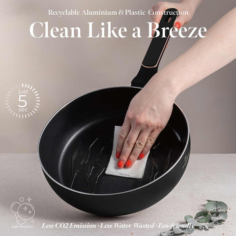  BH/8351, Sartén plegable de 26 cm, Negro mate, Oro rosa, Sartén plegable de 26 cm, Nuevo diseño de mango, Sartén, Sartén plegable, Sartén, Batería de cocina, Cocina, Sartenes, Sartén doble