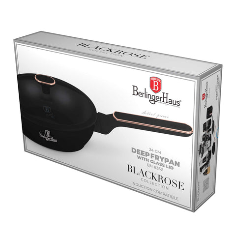  BH/8352, Sartén honda con tapa 24cm, Negro mate, Oro rosa, Sartén honda 24 cm, Nuevo diseño de mango, Sartén, Sartén honda, Sartén honda con tapa, Sartén, Batería de cocina, Cocina, Sartenes