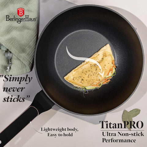  BH/8353, Wok 28cm, Negro Mate, Oro Rosa, Wok de 28 cm, Nuevo diseño de mango, Wok, Batería de cocina, Cocina, Sartenes