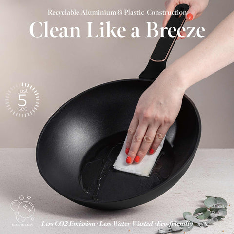  BH/8353, Wok 28cm, Negro Mate, Oro Rosa, Wok de 28 cm, Nuevo diseño de mango, Wok, Batería de cocina, Cocina, Sartenes