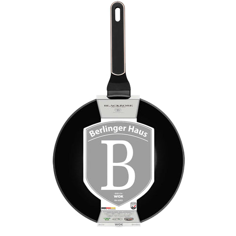  BH/8353, Wok 28cm, Negro Mate, Oro Rosa, Wok de 28 cm, Nuevo diseño de mango, Wok, Batería de cocina, Cocina, Sartenes