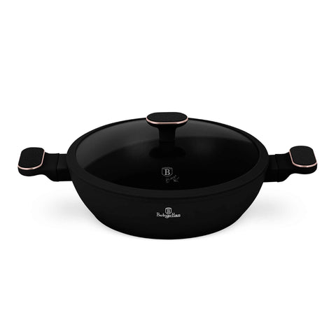 BH/8356,LP,BH,250,Olla baja con tapa de 28 cm,Negro mate,Oro rosa,Olla baja de 28 cm,Nuevo diseño de asa,Olla baja,Olla baja con tapa,Olla,Utensilios de cocina,Cocina,Ollas y cazuelas