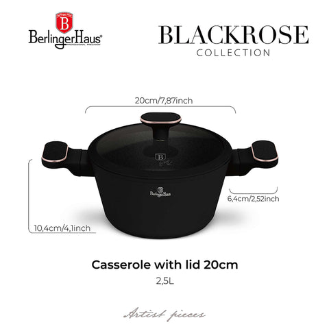 BH/8357,LP,BH,251,Cacerola con tapa 20cm,Negro mate,Oro rosa,Cacerola 20 cm,Nuevo diseño de asa,Cacerola,Olla,Cacerola con tapa,Utensilios de cocina,Cocina,Ollas y cazuelas