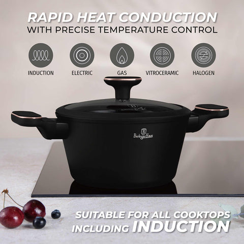  BH/8357,LP,BH,251,Cacerola con tapa 20cm,Negro mate,Oro rosa,Cacerola 20 cm,Nuevo diseño de asa,Cacerola,Olla,Cacerola con tapa,Utensilios de cocina,Cocina,Ollas y cazuelas