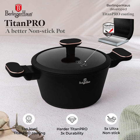  BH/8357,LP,BH,251,Cacerola con tapa 20cm,Negro mate,Oro rosa,Cacerola 20 cm,Nuevo diseño de asa,Cacerola,Olla,Cacerola con tapa,Utensilios de cocina,Cocina,Ollas y cazuelas