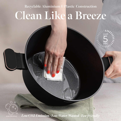  BH/8359, Cacerola con tapa de 28 cm, Negro mate, Oro rosa, Cacerola de 28 cm, Nuevo diseño de asa, Cacerola, Olla, Cacerola con tapa, Batería de cocina, Cocina, Ollas y cazuelas