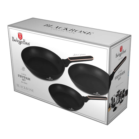  BH/8360, juego de 3 sartenes, negro mate, oro rosa, juego de 3 sartenes a., nuevo diseño de mango, sartén, juego de sartenes, sartén, juego de sartenes, utensilios de cocina, cocina, sartenes, juego de sartenes