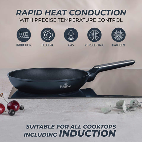  BH/8365, Sartén 24cm, Azul Mate, Madera Gris, Sartén 24 cm, Nuevo diseño de mango, Sartén, Utensilios de cocina, Cocina, Sartenes