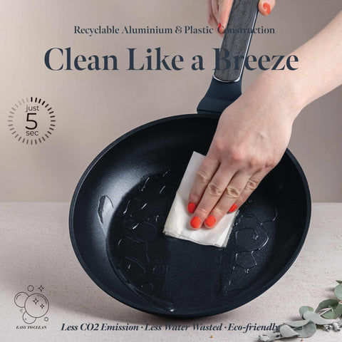  BH/8365, Sartén 24cm, Azul Mate, Madera Gris, Sartén 24 cm, Nuevo diseño de mango, Sartén, Utensilios de cocina, Cocina, Sartenes