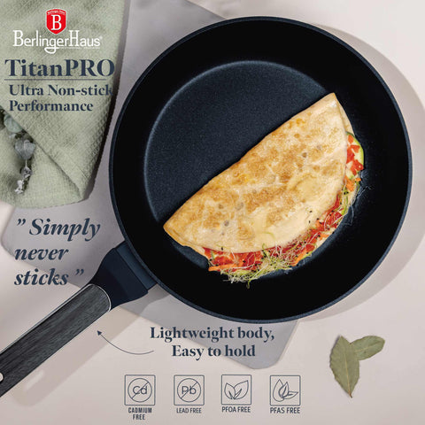  BH/8366, Sartén 28cm, Azul Mate, Madera Gris, Sartén 28 cm, Nuevo diseño de mango, Sartén, Utensilios de cocina, Cocina, Sartenes