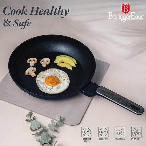  BH/8366, Sartén 28cm, Azul Mate, Madera Gris, Sartén 28 cm, Nuevo diseño de mango, Sartén, Utensilios de cocina, Cocina, Sartenes