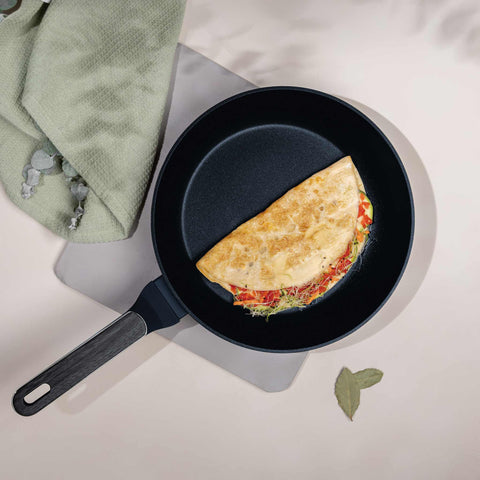  BH/8366, Sartén 28cm, Azul Mate, Madera Gris, Sartén 28 cm, Nuevo diseño de mango, Sartén, Utensilios de cocina, Cocina, Sartenes