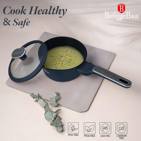  BH/8369, Cacerola con tapa 16cm, Azul Mate, Madera Gris, Cacerola 16 cm b., Nuevo diseño de mango, Cacerola, Cacerola con tapa, Batería de cocina, Cocina, Ollas y cazuelas, Cacerola