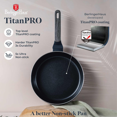 BH/8370, Sartén plegable de 26 cm, Azul mate, Madera gris, Sartén plegable de 26 cm, Nuevo diseño de mango, Sartén, Sartén plegable, Sartén, Batería de cocina, Cocina, Sartenes, Sartén doble