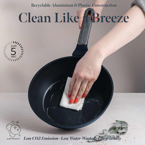  BH/8371, Sartén honda con tapa 24cm, Azul Mate, Madera Gris, Sartén honda 24 cm, Nuevo diseño de mango, Sartén, Sartén honda, Sartén honda con tapa, Sartén, Batería de cocina, Cocina, Sartenes