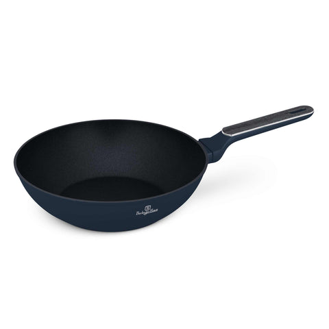  BH/8372, Wok 28cm, Azul Mate, Madera Gris, Wok 28 cm, Nuevo diseño de mango, Wok, Batería de cocina, Cocina, Sartenes