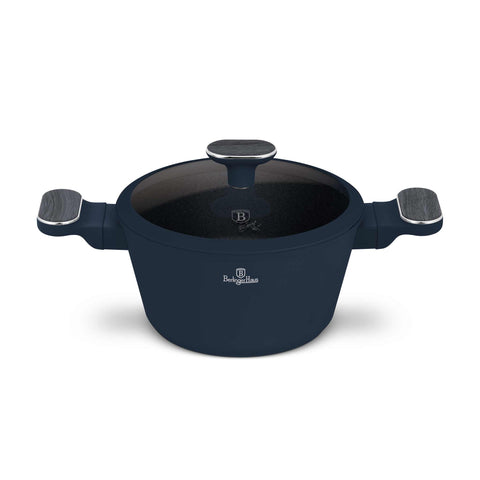  BH/8376, Cacerola con tapa 20cm, Azul Mate, Madera Gris, Cacerola 20 cm, Nuevo diseño de mango, Cacerola, Olla, Cacerola con tapa, Batería de cocina, Cocina, Ollas y cazuelas