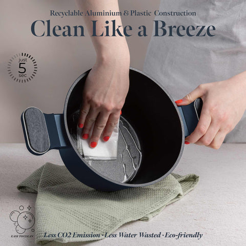  BH/8376, Cacerola con tapa 20cm, Azul Mate, Madera Gris, Cacerola 20 cm, Nuevo diseño de mango, Cacerola, Olla, Cacerola con tapa, Batería de cocina, Cocina, Ollas y cazuelas