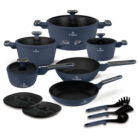  BH/8382, juego de utensilios de cocina de 15 piezas, azul mate, madera gris, juego de utensilios de cocina de 15 piezas, nuevo diseño de mango, juego de utensilios de cocina, ollas, juego de ollas, ollas y sartenes, juego de ollas y sartenes, juego, herramientas de cocina, cocina, utensilios de cocina, ollas y cazuelas